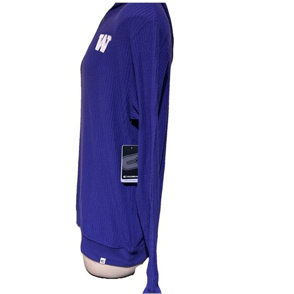 NEW Washington Huskies Colosseum Henley Purple Hoodie Button Sweater Men's L - Picture 7 of 12